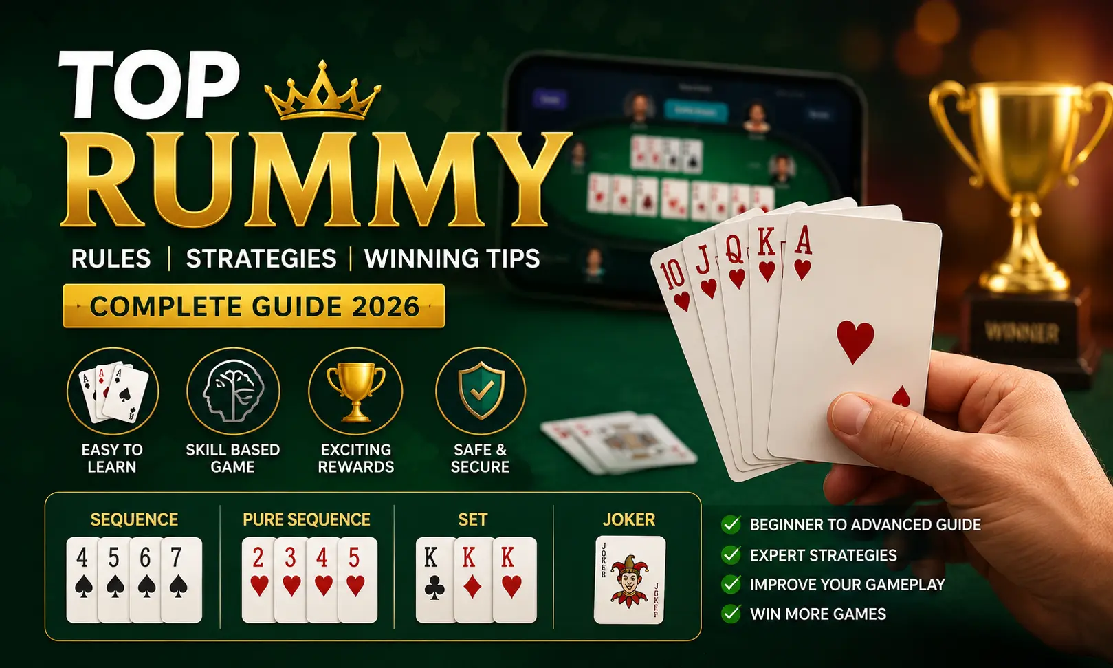 Professional Top Rummy guide featuring winning strategies, card sequences, sets, jokers, and expert gameplay tips for beginners and advanced players.