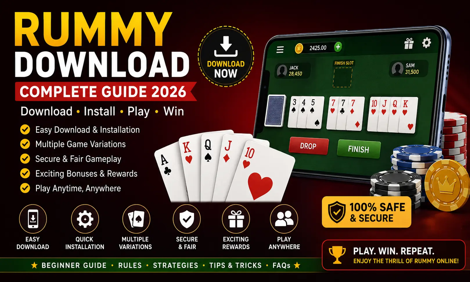 Rummy Download Guide 2026 showing online rummy app installation, gameplay, and beginner tips