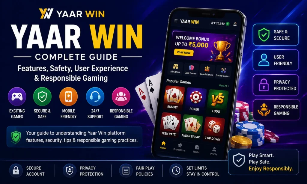 llustration of a mobile online gaming platform interface highlighting security features, user experience, and responsible gaming practices.